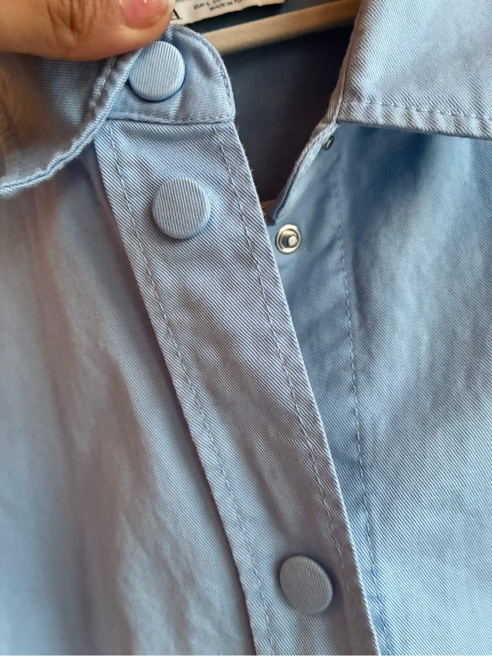 Zara Cropped Snap-Front Overshirt Jacket Powder Blue Size L - Picture 6 of 6